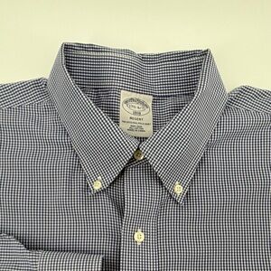 Brooks Brothers Regent Blue Checkered Men's Shirt 171/2-6/7